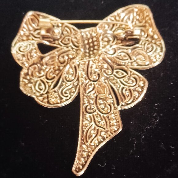 Blue & Pink Bow Brooch - Picture 3 of 5